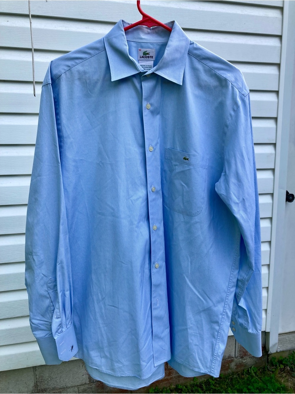 LACOSTE Men’s Logo Long Sleeve Button Down Shirt Pocket Vintage Size 42
